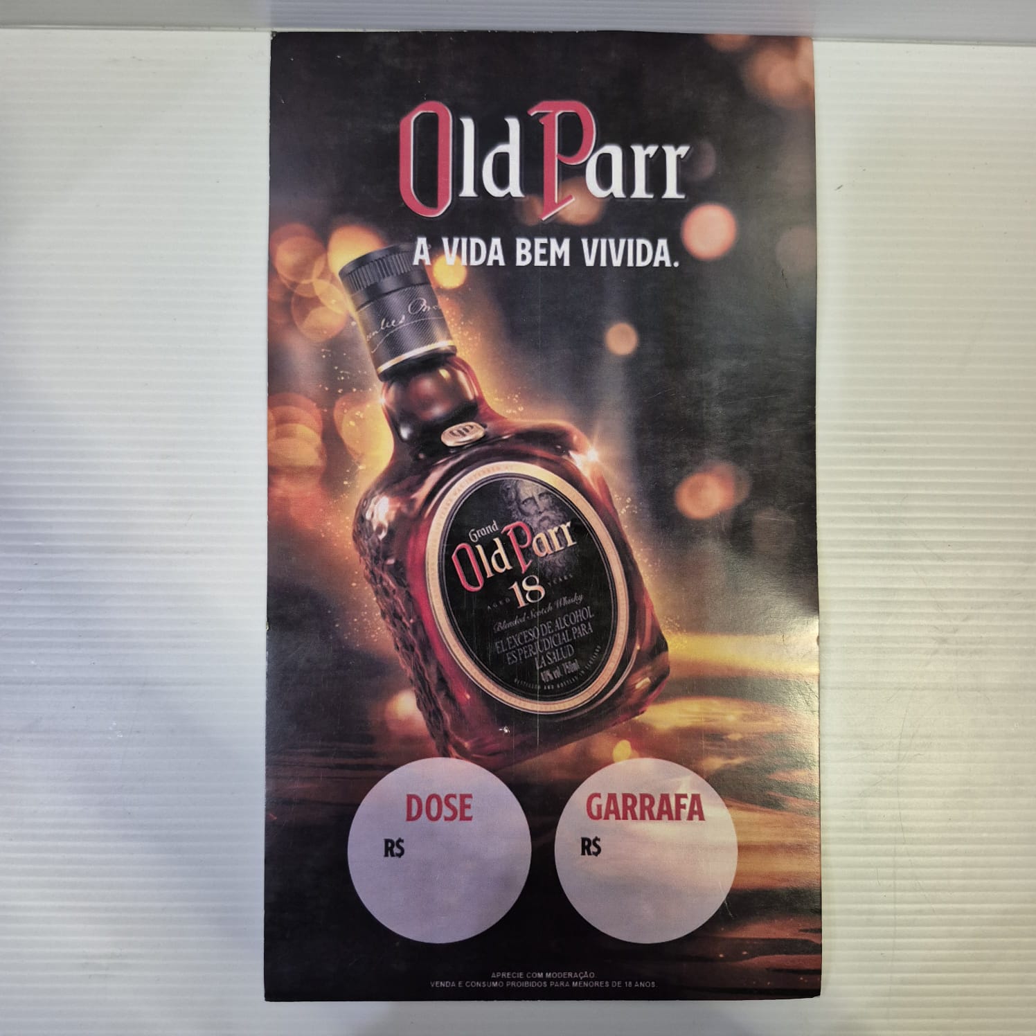 CATALOGO OLD PARR - PREÇO DA DOSE E DA GARRAFA